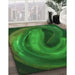 Machine Washable Transitional Deep Emerald Green Rug in a Family Room, wshpat1750grn