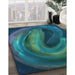 Machine Washable Transitional Medium Teal Green Rug in a Family Room, wshpat1750lblu