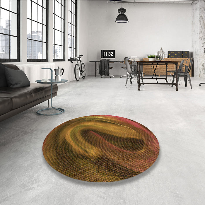 Round Patterned Red Brown Rug in a Office, pat1750org
