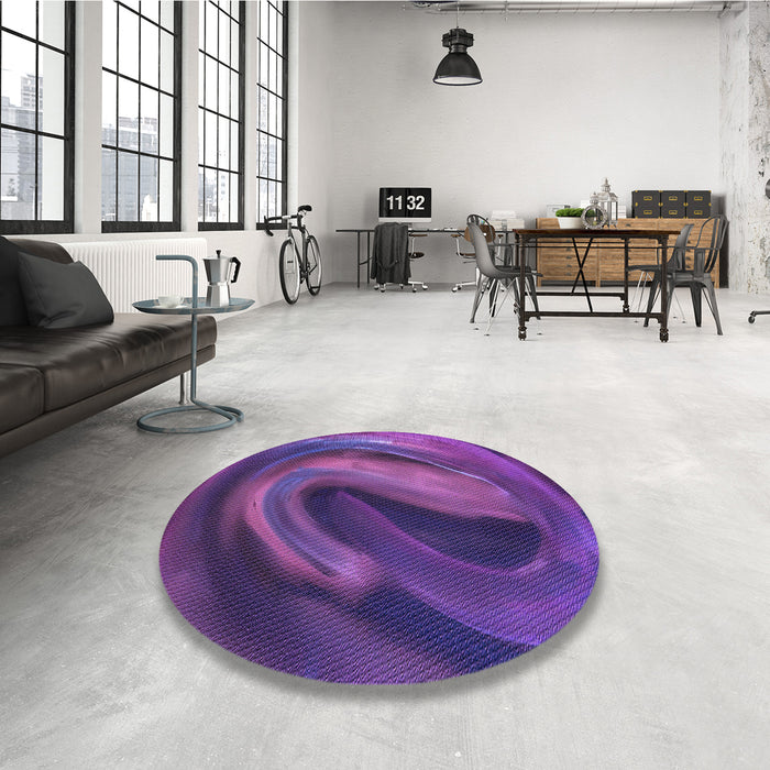 Round Patterned Bright Purple Rug in a Office, pat1750pur