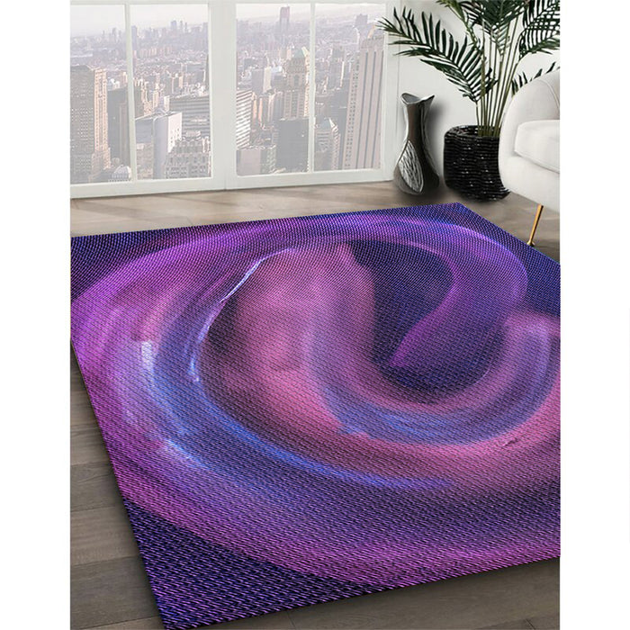 Patterned Bright Purple Rug in Family Room, pat1750pur