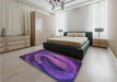 Round Machine Washable Transitional Bright Purple Rug in a Office, wshpat1750pur