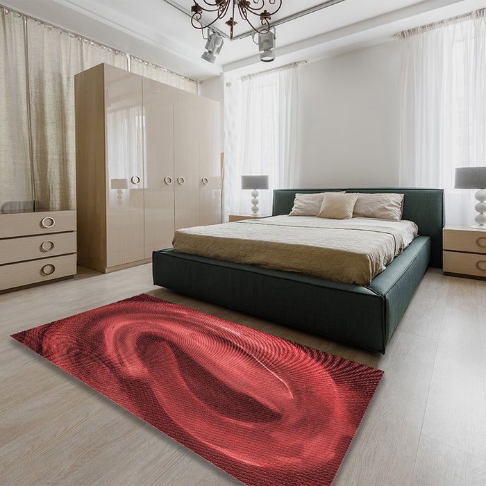 Round Machine Washable Transitional Red Rug in a Office, wshpat1750rd