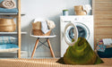 Machine Washable Transitional Dark Yellow Green Rug in a Washing Machine, wshpat1750yw