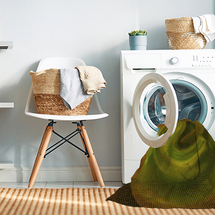 Machine Washable Transitional Dark Yellow Green Rug in a Washing Machine, wshpat1750yw