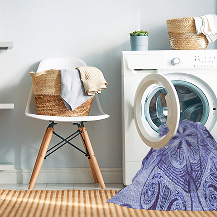 Machine Washable Transitional Slate Blue Rug in a Washing Machine, wshpat1751blu