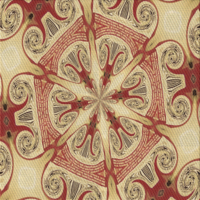 Round Patterned Red Rug, pat1751brn