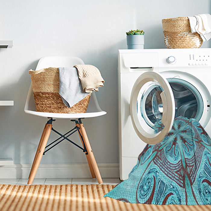 Machine Washable Transitional Marble Blue Rug in a Washing Machine, wshpat1751lblu