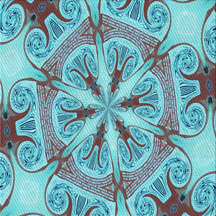 Round Patterned Marble Blue Rug, pat1751lblu