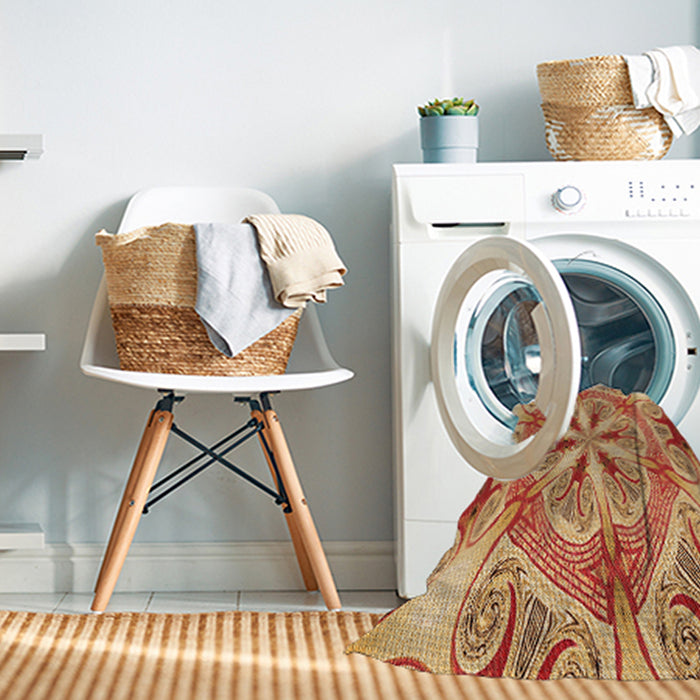 Machine Washable Transitional Yellow Orange Rug in a Washing Machine, wshpat1751org