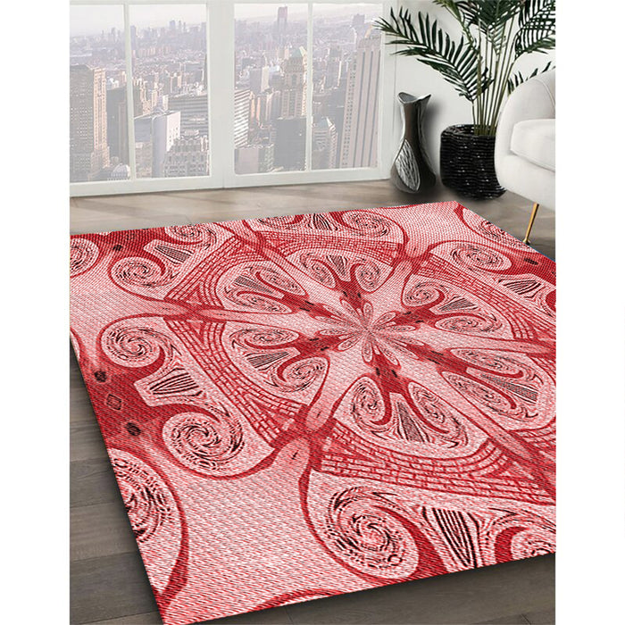 Machine Washable Transitional Pastel Pink Rug in a Family Room, wshpat1751rd