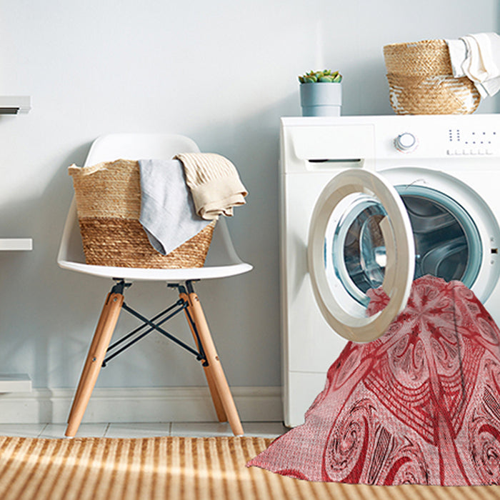 Machine Washable Transitional Pastel Pink Rug in a Washing Machine, wshpat1751rd