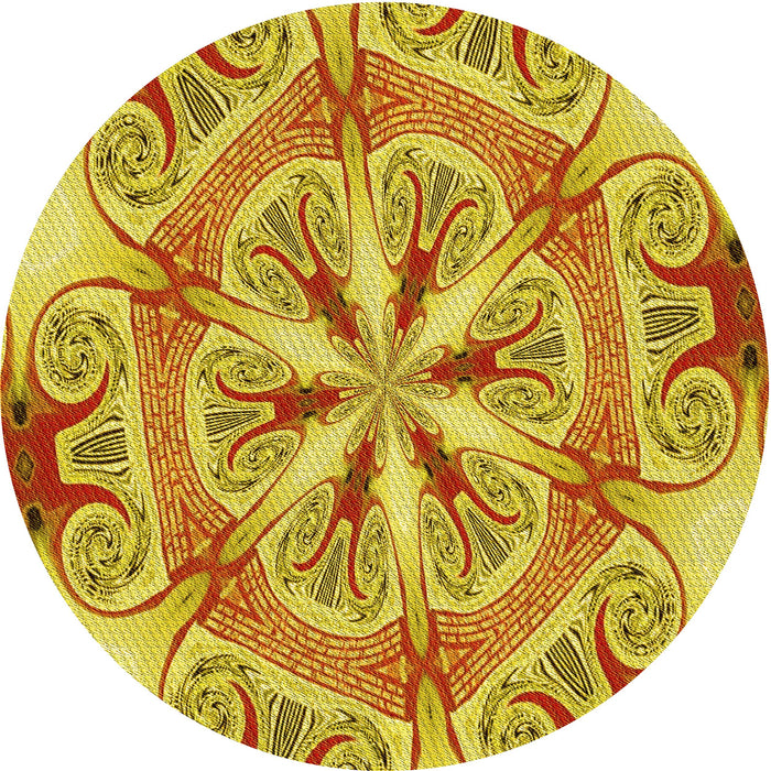 Square Machine Washable Transitional Yellow Rug in a Living Room, wshpat1751yw