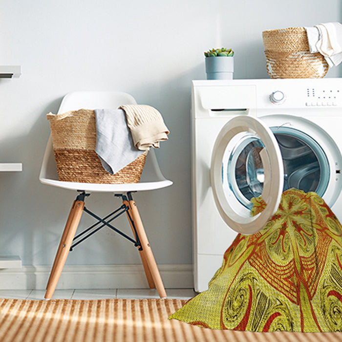 Machine Washable Transitional Yellow Rug in a Washing Machine, wshpat1751yw