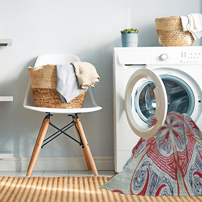 Patterned Chestnut Brown Abstract Machine Washable Rug in a Washing Machine, wshpat1751