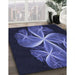 Patterned Night Blue Rug in Family Room, pat1752blu