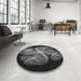 Round Patterned Platinum Gray Rug in a Office, pat1752gry