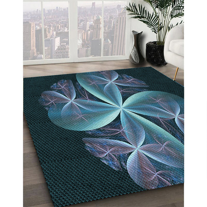 Machine Washable Transitional Glacial Blue Ice Blue Rug in a Family Room, wshpat1752lblu