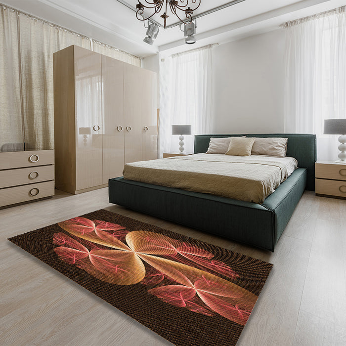 Patterned Red Rug in a Bedroom, pat1752org