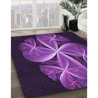 Patterned Dark Orchid Purple Rug, pat1752pur