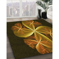 Patterned Black Brown Rug, pat1752yw