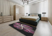 Patterned Mid Gray Modern Rug in a Bedroom, pat1752