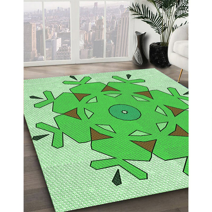 Patterned Green Rug in Family Room, pat1753grn