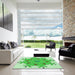 Machine Washable Transitional Green Rug in a Kitchen, wshpat1753grn