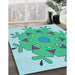 Machine Washable Transitional Turquoise Green Rug in a Family Room, wshpat1753lblu