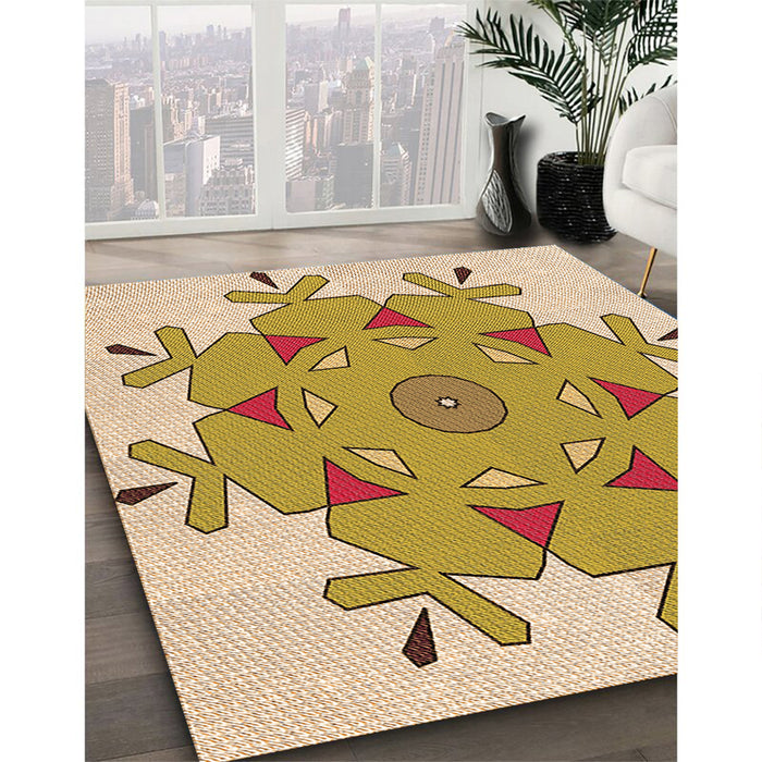 Patterned Cinnamon Brown Rug in Family Room, pat1753org
