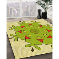 Patterned Neon Yellow Rug, pat1753yw