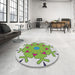 Round Patterned Camouflage Green Novelty Rug in a Office, pat1753