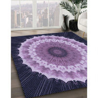 Patterned Bright Lilac Purple Rug, pat1754blu