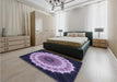 Round Machine Washable Transitional Bright Lilac Purple Rug in a Office, wshpat1754blu