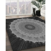 Patterned Charcoal Black Rug, pat1754gry