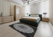 Patterned Charcoal Black Rug in a Bedroom, pat1754gry