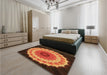 Patterned Dark Red Rug in a Bedroom, pat1754org