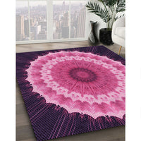 Patterned Dark Hot Pink Rug, pat1754pur