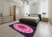 Patterned Dark Hot Pink Rug in a Bedroom, pat1754pur