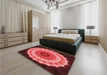 Patterned Cranberry Red Rug in a Bedroom, pat1754rd