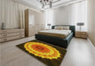 Patterned Orange Rug in a Bedroom, pat1754yw