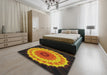 Patterned Yellow Novelty Rug in a Bedroom, pat1754