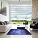 Square Patterned Light Slate Blue Rug in a Living Room, pat1755blu