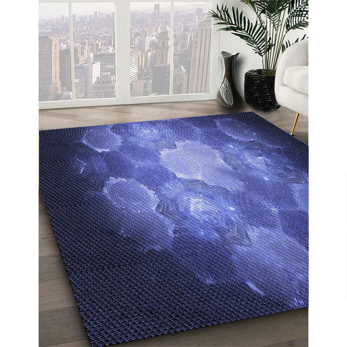 Machine Washable Transitional Light Slate Blue Rug in a Family Room, wshpat1755blu