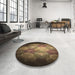 Round Patterned Red Rug in a Office, pat1755brn