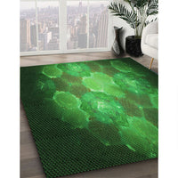 Patterned Deep Emerald Green Rug, pat1755grn