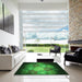 Square Patterned Deep Emerald Green Rug in a Living Room, pat1755grn