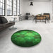 Round Patterned Deep Emerald Green Rug in a Office, pat1755grn