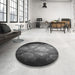 Round Patterned Charcoal Black Rug in a Office, pat1755gry