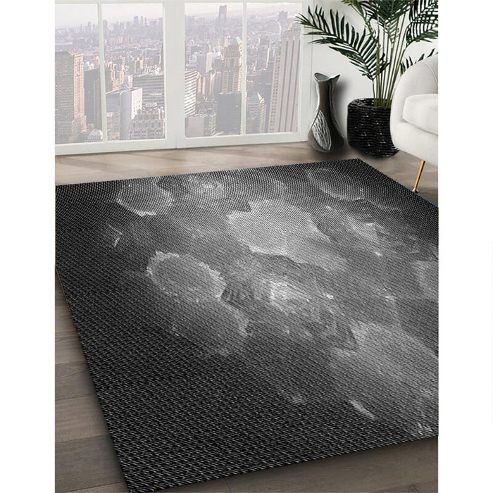 Machine Washable Transitional Charcoal Black Rug in a Family Room, wshpat1755gry